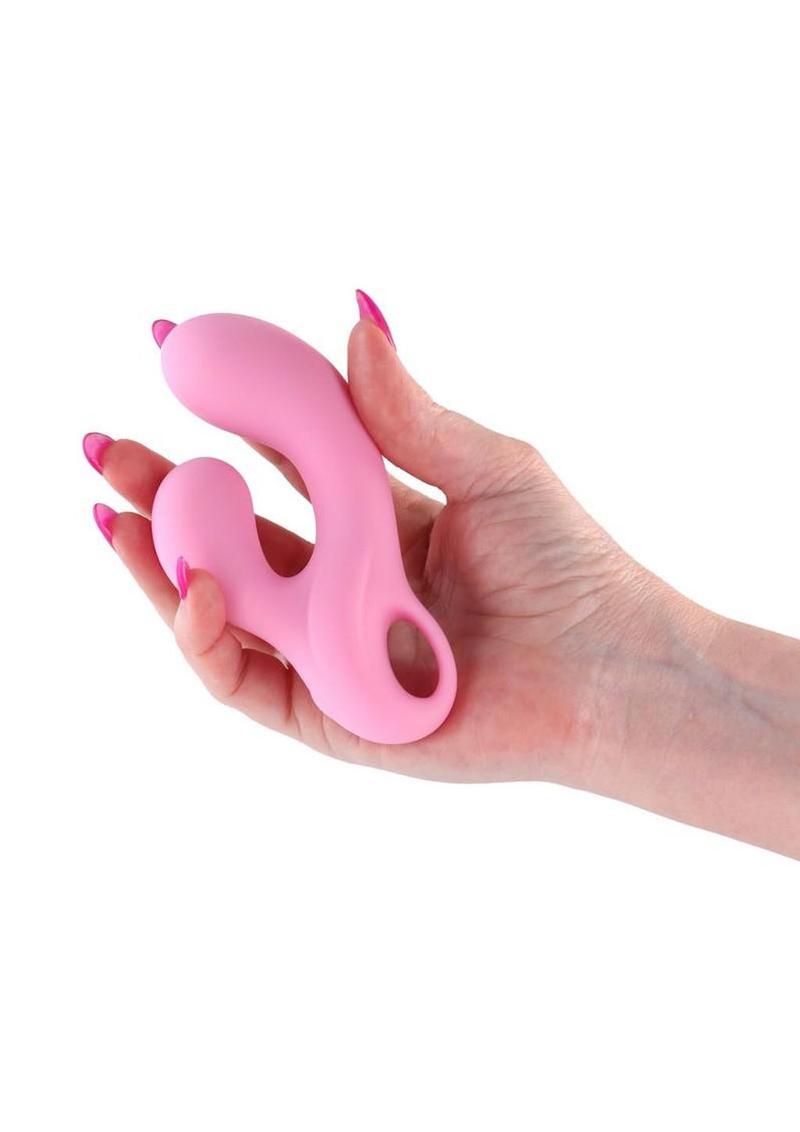 agatha rechargeable silicone rabbit vibrator compact dual stimulation design in soft body safe silicone
