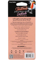 Peach Bellini flavored edible oral spray offering sweet moisture and delicious flavor for foreplay