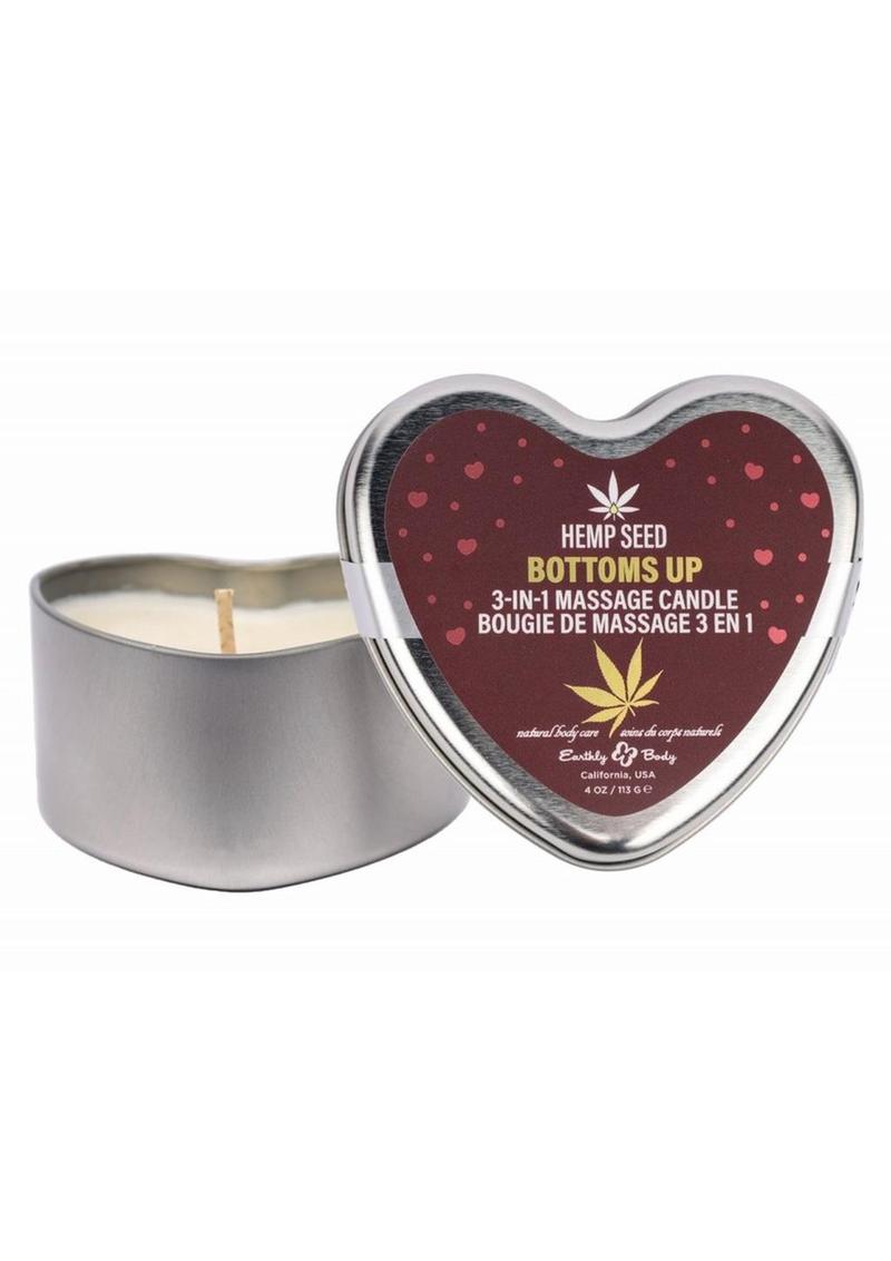 Hemp Seed 3-In-1 Valentines 2025 Massage Candle Bottom's Up - 4.7oz