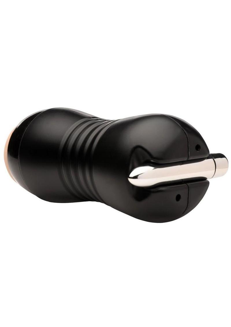 vibrating male stroker with textured sleeve waterproof pleasure toy