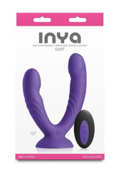 Inya Duet Rechargeable Silicone Vibrating Double Dildo with Remote - Purple
