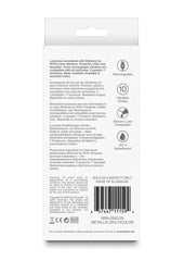 Back view of a product packaging with text and a barcode on a white background