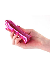 Elegant rechargeable vibrator with sleek metallic finish for deep stimulation and luxury adult play
