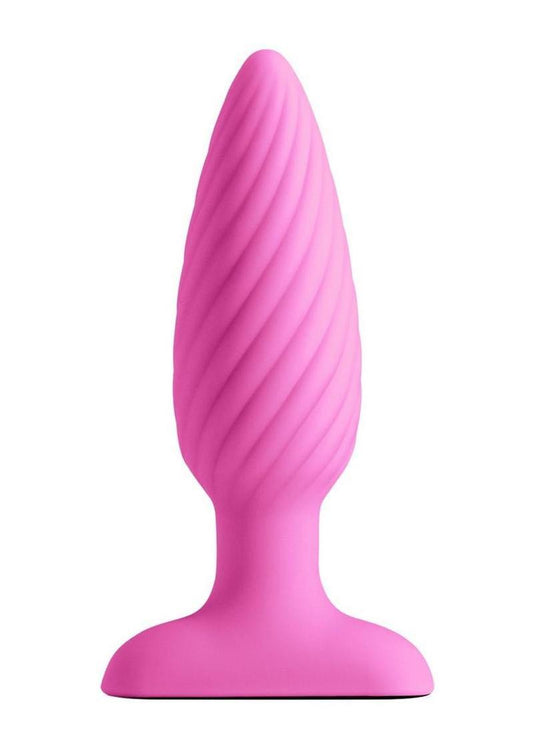 Inya Swirl Rechargeable Silicone Ribbed Anal Plug - Pink