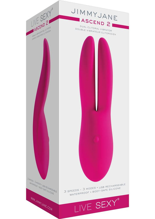 Jimmyjane Live Sexy Ascend 2 Rechargeable Silicone Dual Clitoral Vibrator - Pink