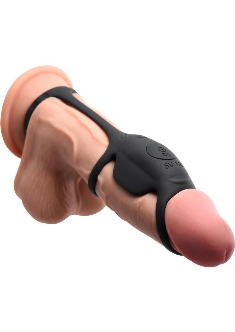 vibrating penis sleeve with dual ring support