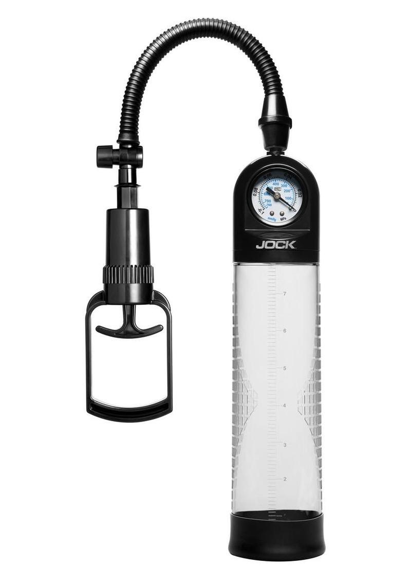 Jock Pump Up Gauge Penis Pump with Pull Rod - Black