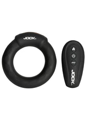 Jock Rumbler Vibrating and Warming Rechargeable Silicone C-Ring 1.8in with Remote - Black