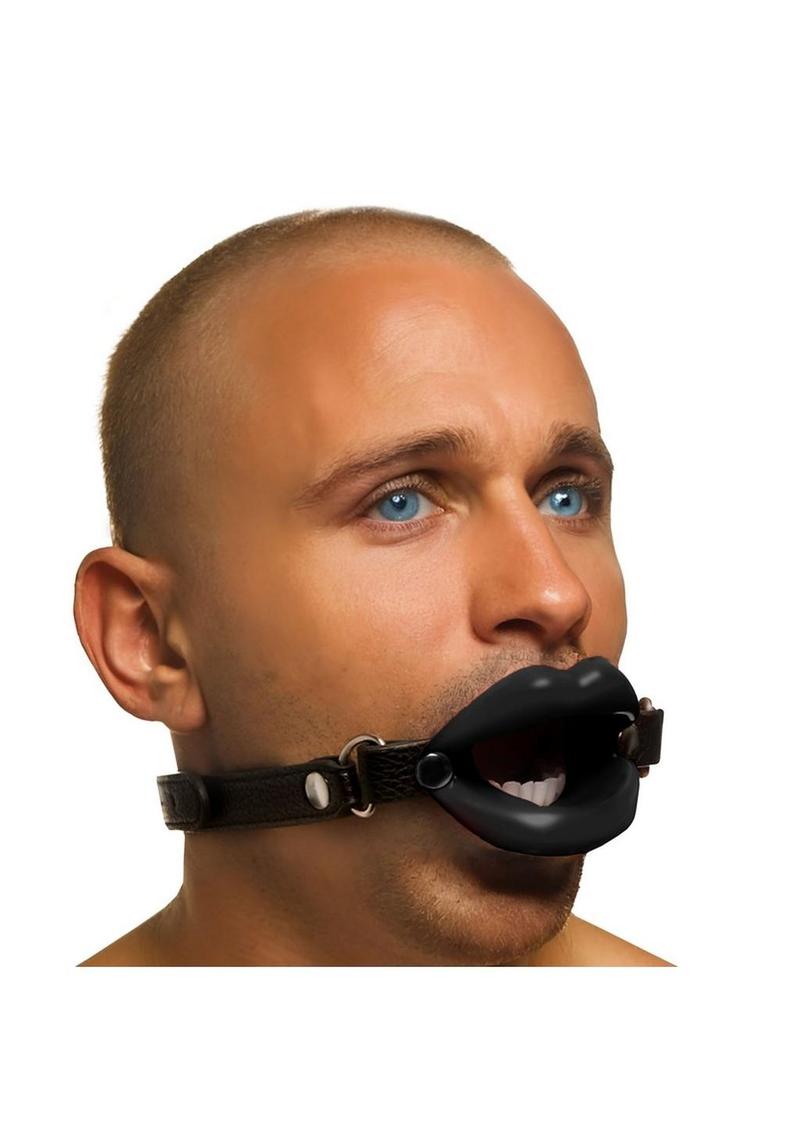 Juicy Lips Silicone Open Mouth Gag - Black