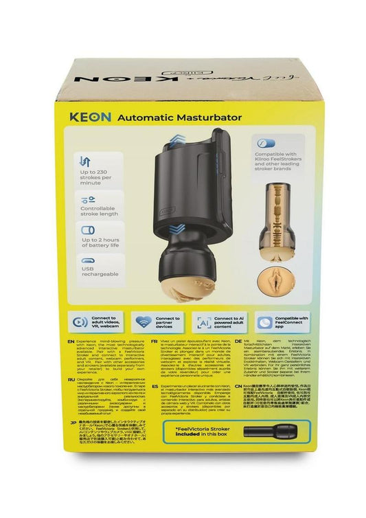 Kiiroo Keon Wifi and Feel Victoria Interactive Masturbator Combo Set - Pussy - Black/Vanilla