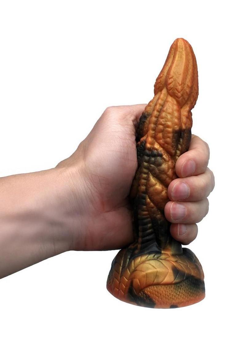 Silicone fantasy dildo with ridged shaft crafted for anal toy and vaginal toy exploration
