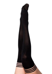 black opaque thigh high tights