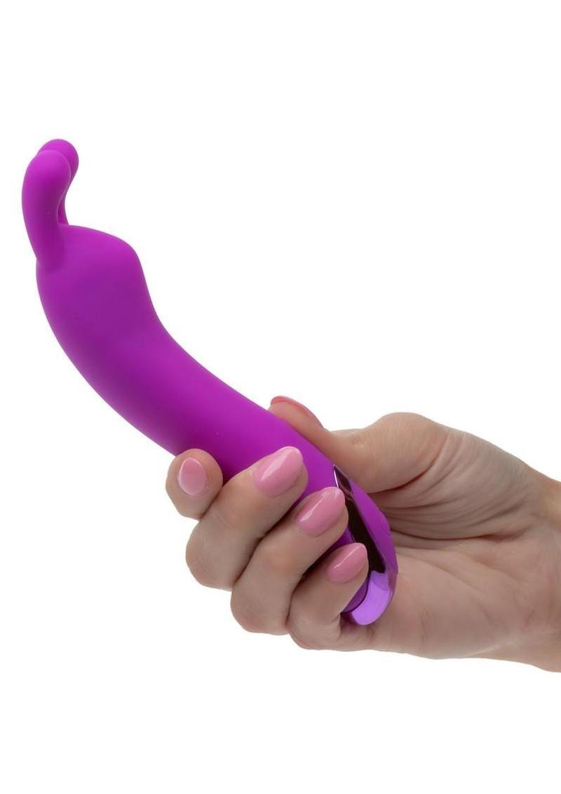 Soft silicone rechargeable bunny vibrator waterproof flickering ears compact travel friendly design for playful sensual stimulation