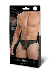 Lace King Lace Thong - Black - Large/Medium