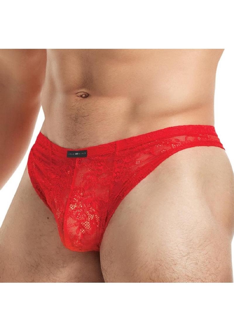 Lace King Lace Thong - Medlum - Red - Large/Medium