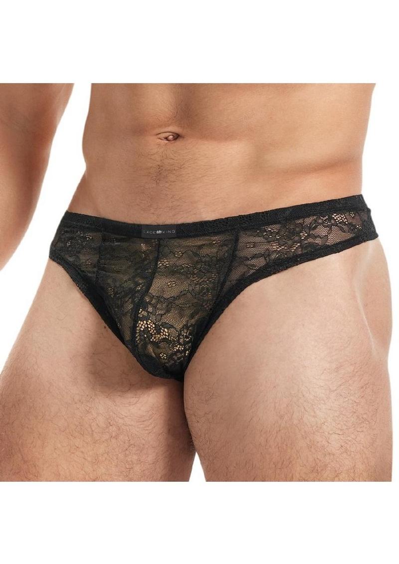 Lace King Lace Thong - Black - Medium/Small