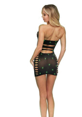 sexy black mini dress with diamond pattern
