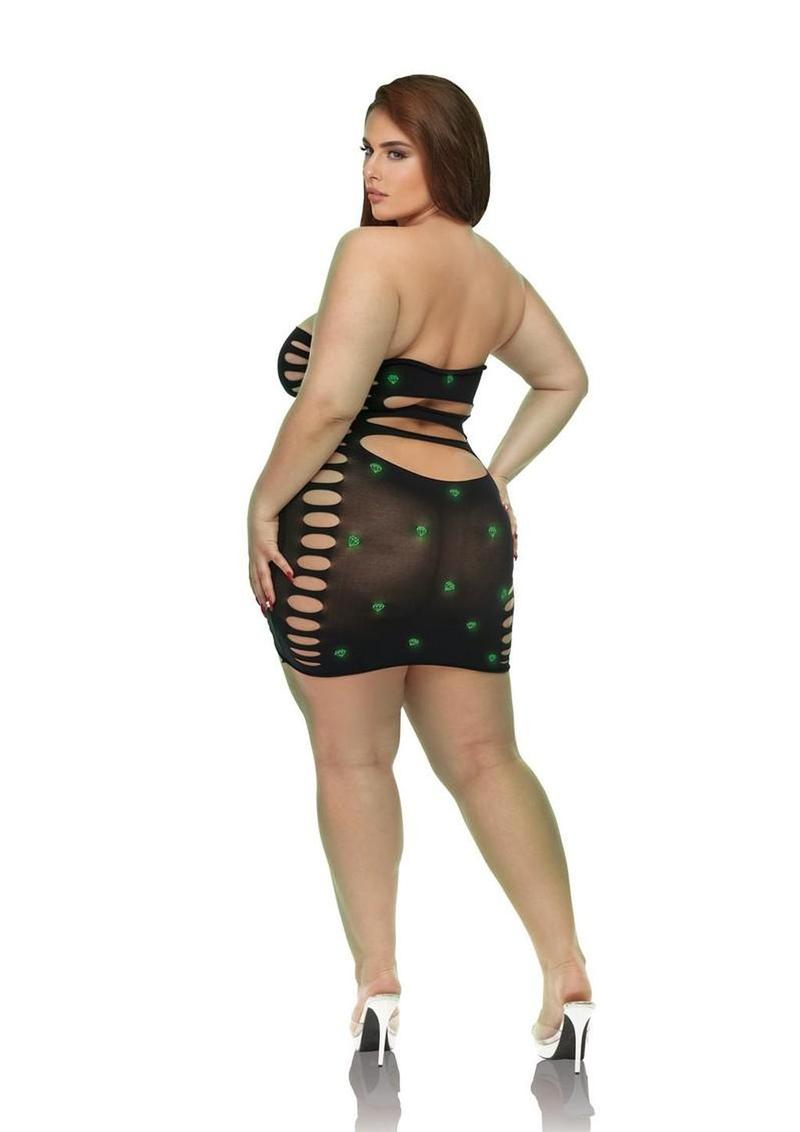 bbw glow diamond lingerie minidress with dramatic cutouts