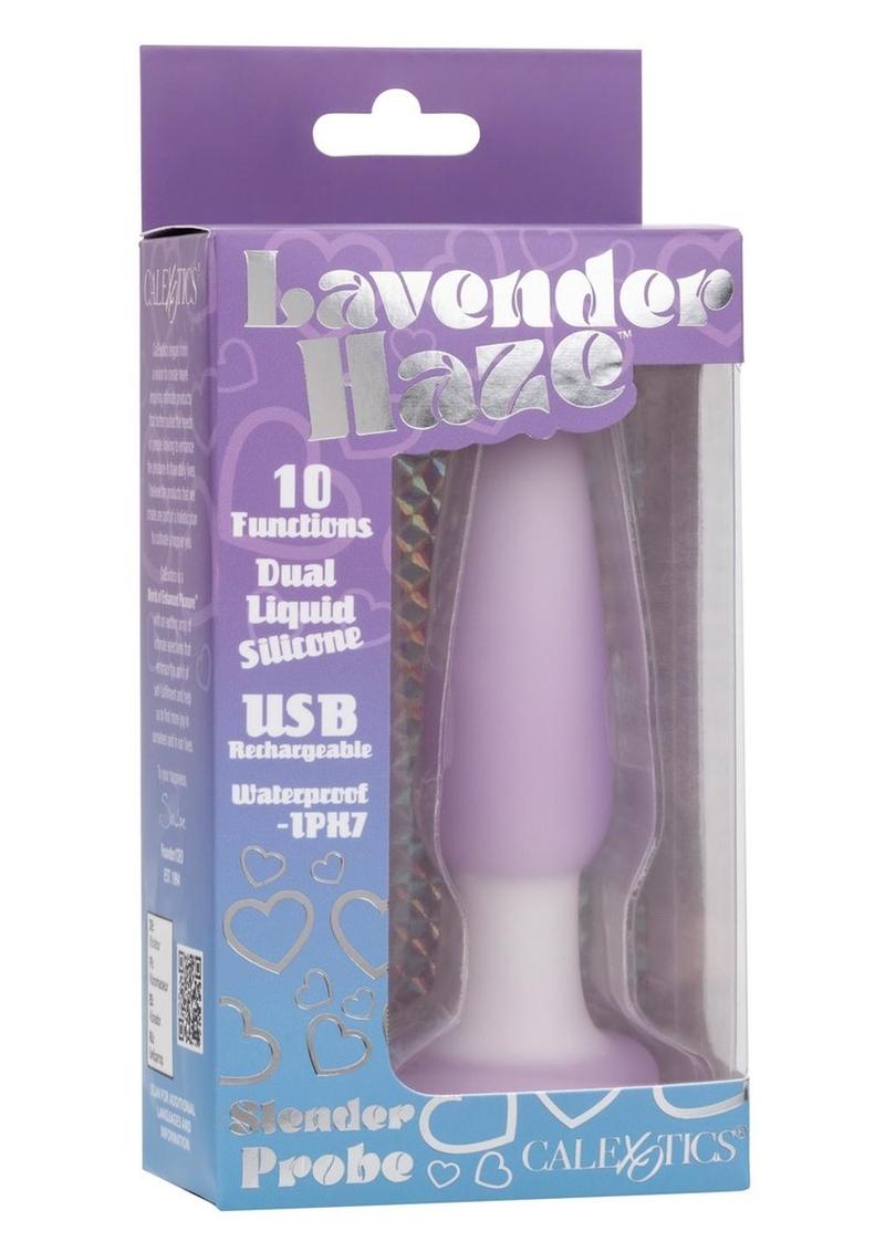 Lavender Haze Slender Probe Silicone Rechargeable Anal Plug - Purple/White