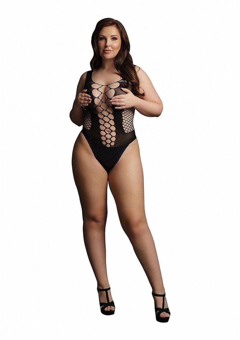 Le Desir Contrast Fence Net Teddy - Black - Queen