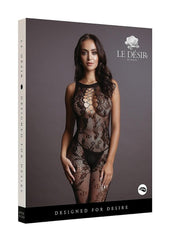 Le Desir Criss Cross Neck Bodystocking - Black - One Size