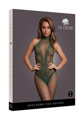 Le Desir Fishnet and Lace Bodystocking - Green - One Size