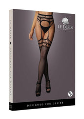 Le Desir Garterbelt Stockings with Open Design - Black - One Size