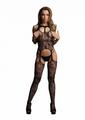 Le Desir Lace Suspender Bodystocking with Round Neck