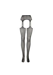 Le Desir Suspender Rhinestone Pantyhose - Black - One Size