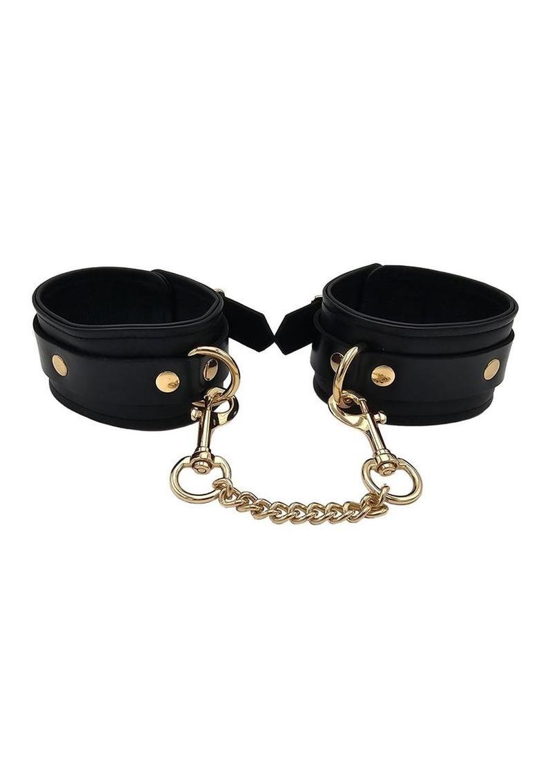 leather ankle cuff gold detail