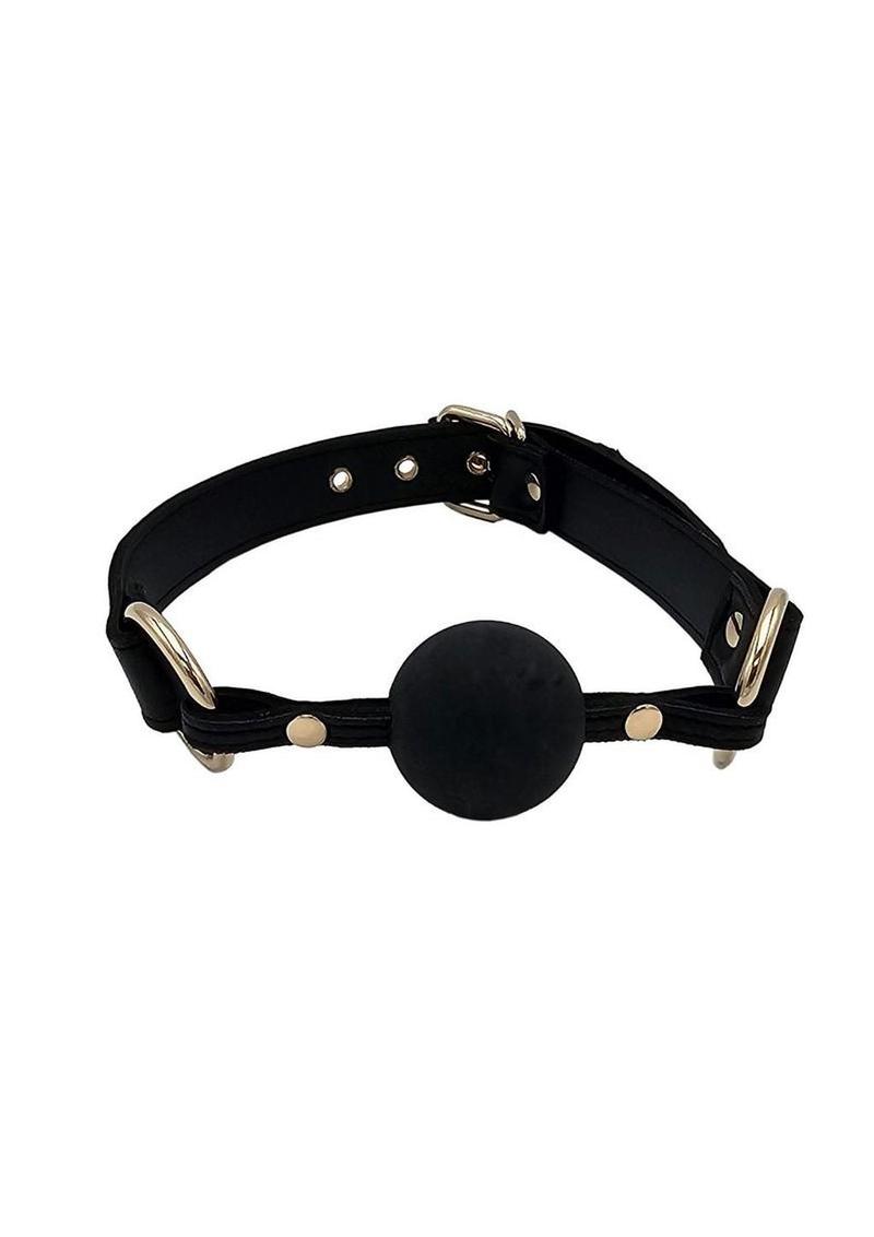leather ball gag detail shot