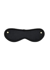 black leather sensory blindfold detail