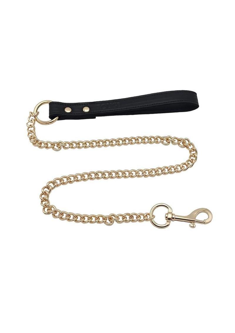leather lead gold hardware detail