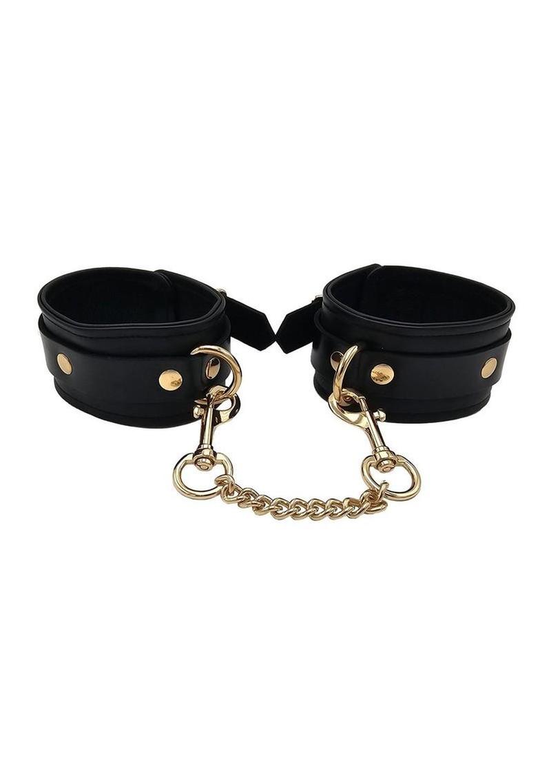leather wrist cuff gold detail