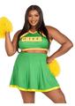 Leg Avenue Bring It Baddie Set Top with Cheer Logo, Pleated Skirt and Pom Pom (3 Piece) - 1x/2x