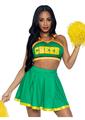 Leg Avenue Bring It Baddie Set Top with Cheer Logo, Pleated Skirt and Pom Pom