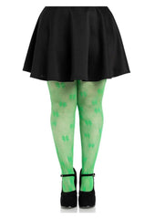 Leg Avenue Clover Net Tights - 1x/2x - Green