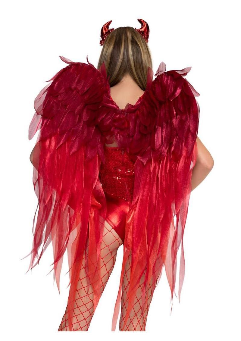 Chiffon wings paired with fetish wear