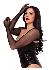 PLus Size Leg Avenue Fishnet Fingerless Gloved Shrug - Black - One Size