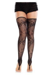 Leg Avenue Floral Net Toe Loop Footless Thigh Highs Female Lingerie