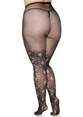 floral patterned net tights for fetish wear and style