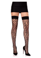 Leg Avenue Fractured Net Thigh Highs - Black - One Size