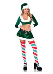 adult christmas costume velvet crop top and skirt set for playful holiday foreplay and parties