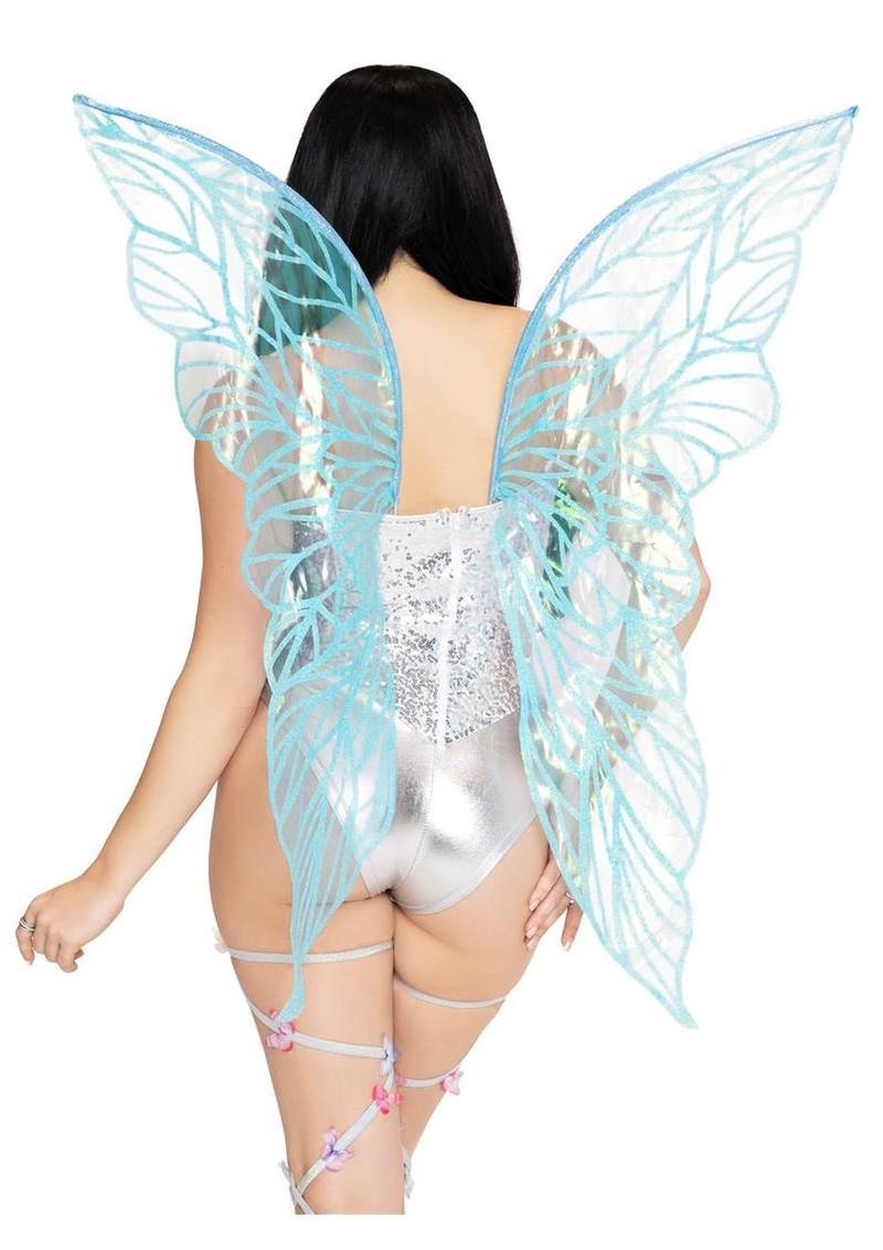 Blue iridescent fairy wings cosplay