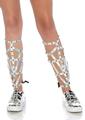 Leg Avenue Iridescent Studded Shin Guards - Silver - One Size