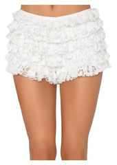 Leg Avenue Lace Ruffle Shorts - White - Large