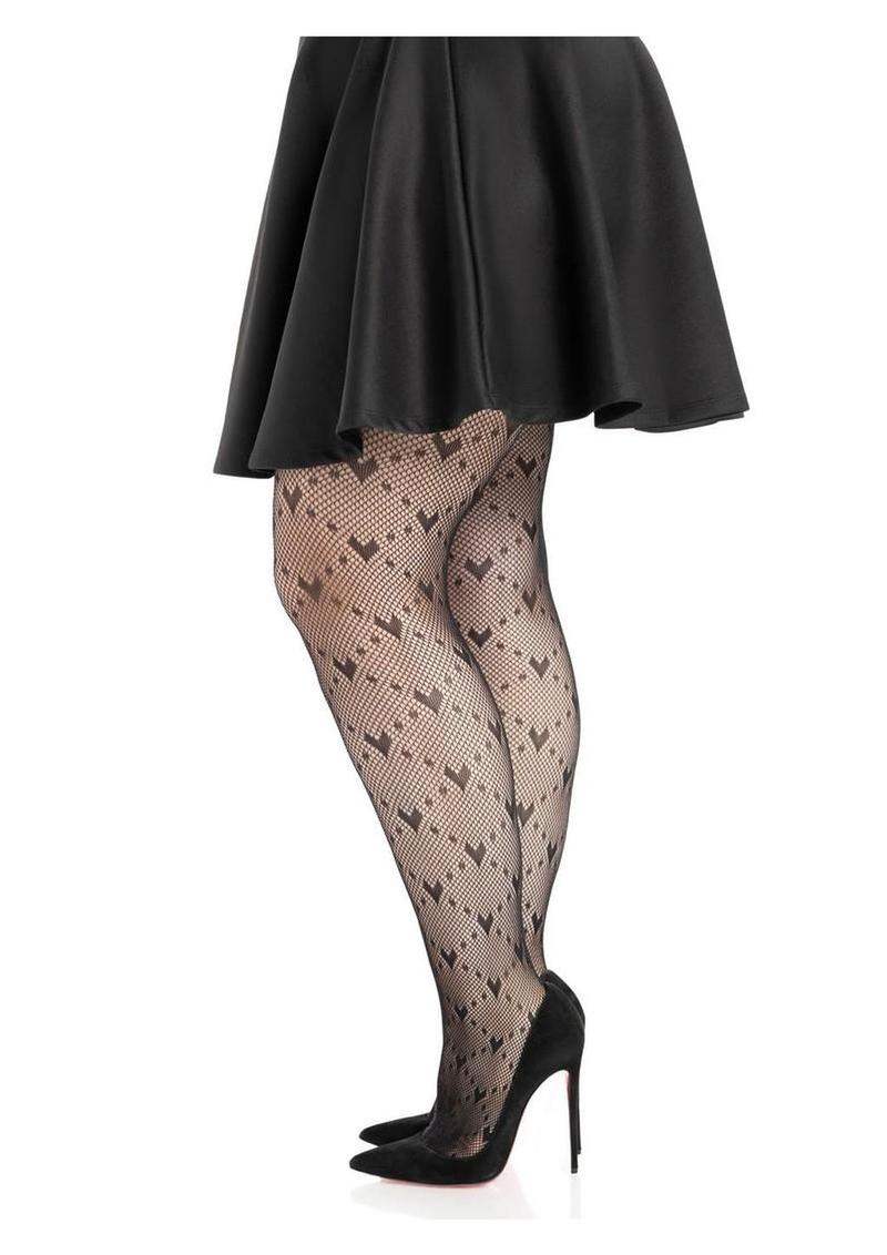 plus size heart net tights in black
sexy female lingerie 