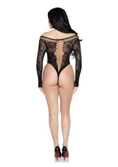 black net lace teddy lingerie bodysuit
