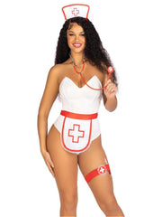 Leg Avenue Nurse Costume - Red/White - 5 Piece Fetish Wear