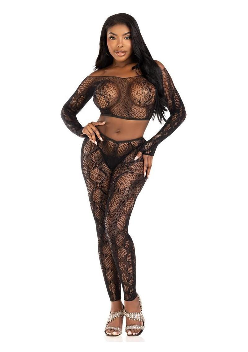sexy two piece net lingerie black
